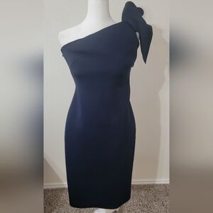 Eliza J Navy One-Shoulder Dresse